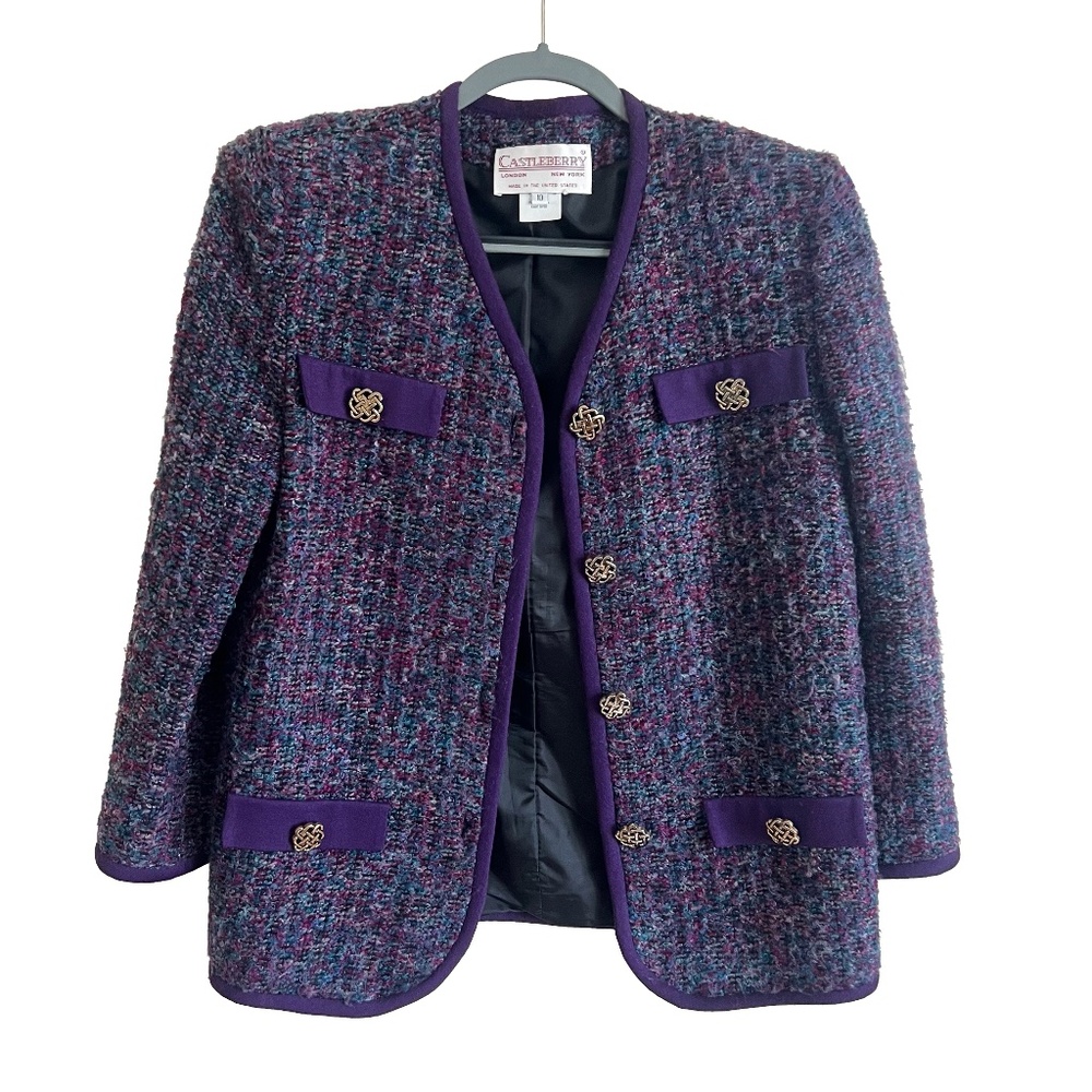 Vintage Castleberry Purple Boucle Tweed Blazer Jacket